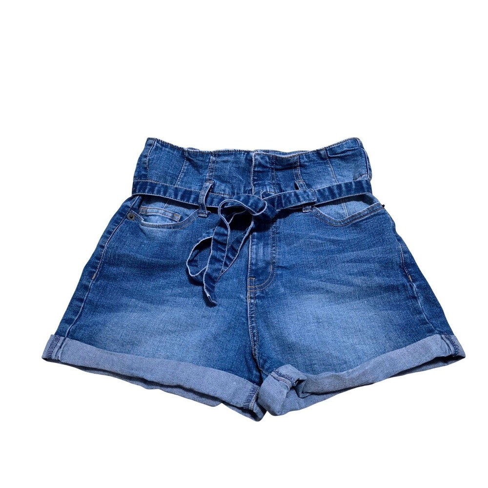 Highway Jeans High Rise Paperbag Waist Denim Shorts Belted Cuffed Womens 5/6 A1